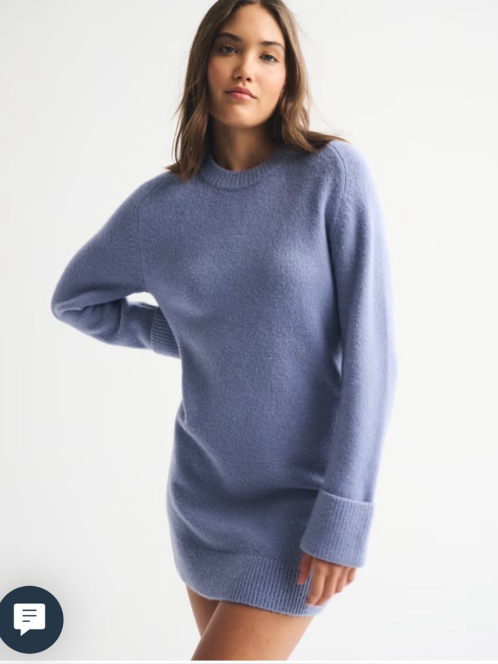 Abercrombie & Fitch Blue  Madeline Long-Sleeve Mini Sweater Dress